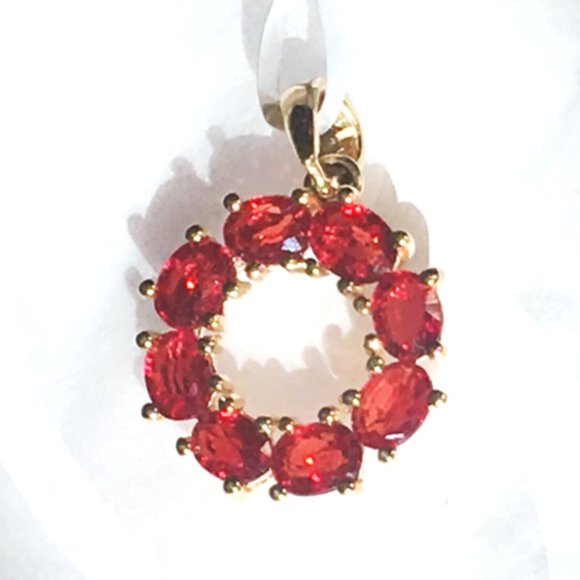 Genuine Ruby Circle Pendant 9K Yellow Gold ~2cts Real Gemstones - Picture 6 of 16